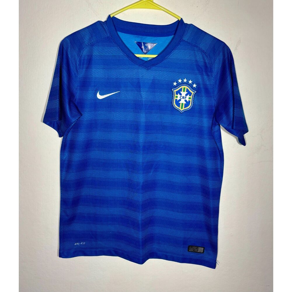 Nike Brazil CBF Dri-FIT Soccer Jersey Youth XL Blue Authentic Football Shirt